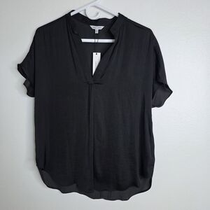 Naked Zebra Black V-Neck Blouse M - NWT Travel Friendly Quick Dry-capsule Piece